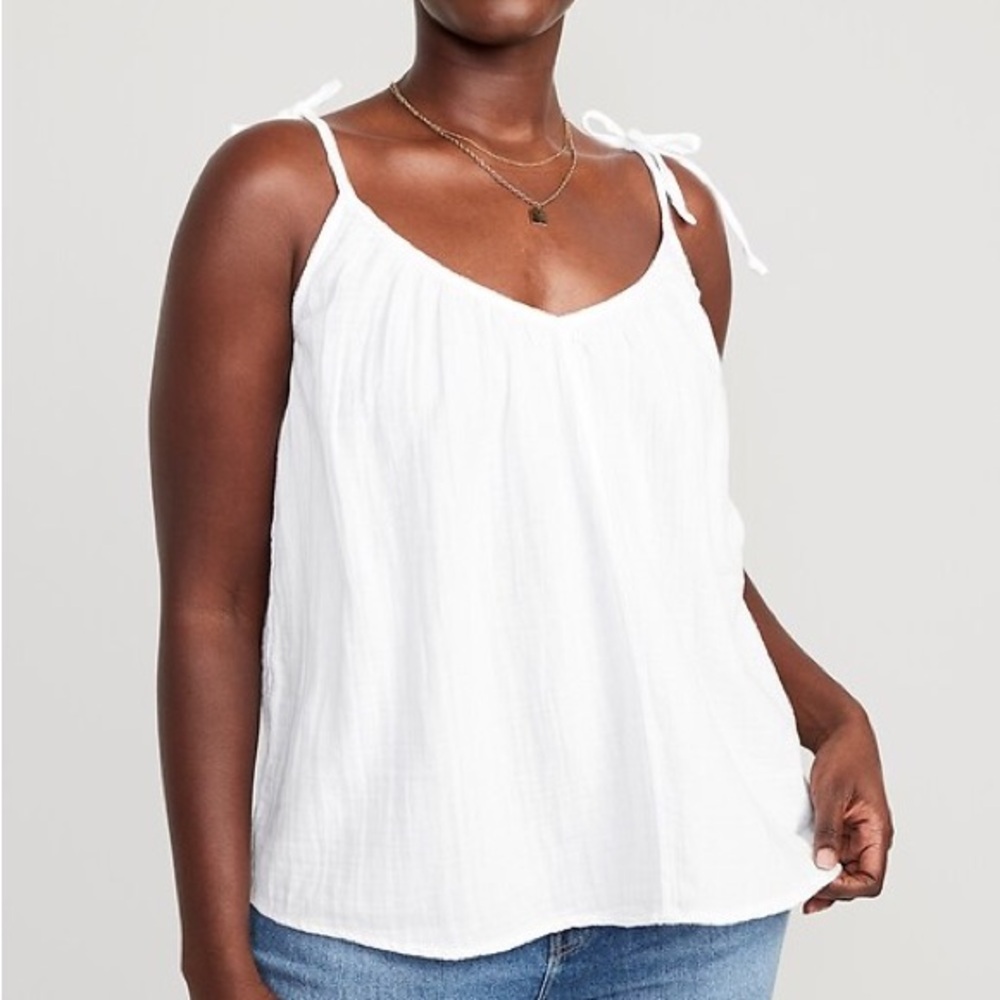 Tie Shoulder Double Weave Tank